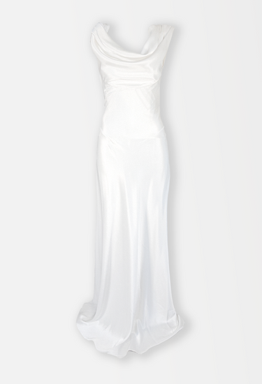 Balenciaga wedding bridal gown in ivory satin - front view