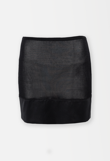 Chanel mini skirt in black mesh, 2003 - front view