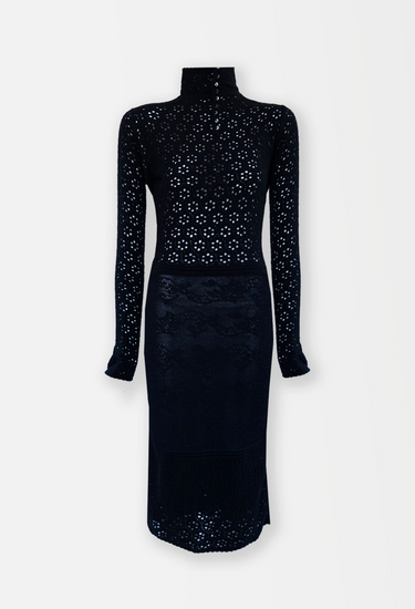 Christian Dior John Galliano black knit detail dress, F/W 1999 - front view