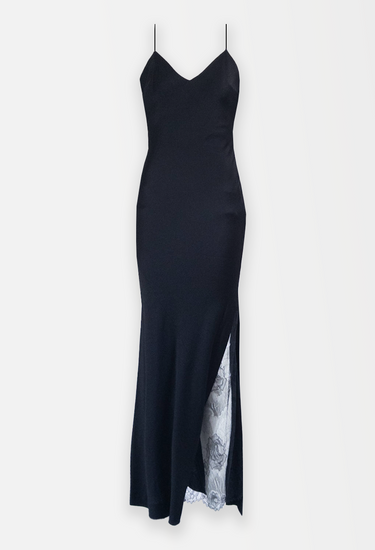 Christian Dior x John Galliano lace detail gown in black, Era S_S 1999 - front view