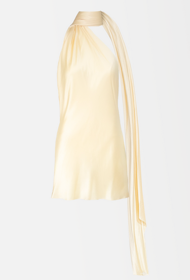 Dolce and Gabbana scarf dress in cream silk, 2002 - front view