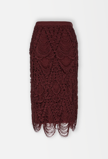 Ferragamo fringed midi skirt in Burgundy, 2024 - front view