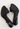 Gucci vintage denim mules in black canvas and leather with gold tone hardware - back view