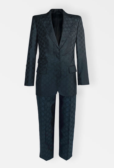 Gucci monogram suit in black, Tom Ford Era 1998 - front view