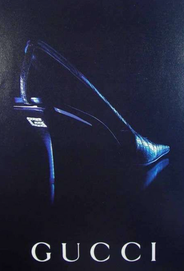 Gucci x Tom Ford slingback heels in black leather with crystal "G" logo, 1998 - logo/branding detail