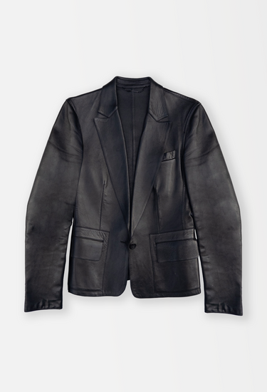 Gucci x Tom Ford blazer jacket in black leather - front view