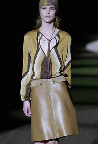 Gucci Tom Ford top in multicoloured metallic knit with a plunging keyhole neckline, 2000 - worn/try-on view