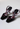 Louis Vuitton vintage plum heels in black patent leather with plum-toned velvet bow accent and gold-tone - angled view