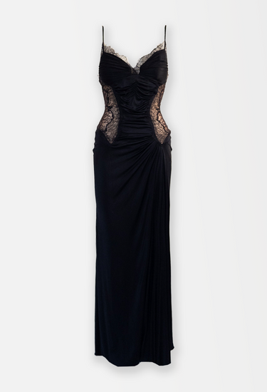 Roberto Cavalli vintage lace gown in black, 2006 - front view