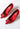 Roger Vivier efflorescence pumps in red satin with brand's signature crystal-embellished buckle - angled view