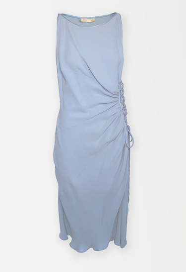 Valentino midi dress in soft pastel blue hue silk, 2004 - front view