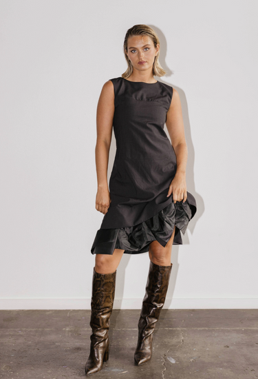 Celine Phoebe Philo Era dress in grey wool-blend fabric - worn/try-on view