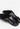 Chanel vintage Camellia heels inblack leather with camellia flower and a golden CC-embossed button - back view