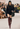 Chloe cardigan in black plush wool and cashmere blend in deep classic navy with antique-finish dome buttons, 2024 - worn/try-on view