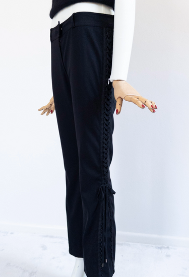 Christian Dior John Galliano black side lace up pants,  F/W 2002 - side profile