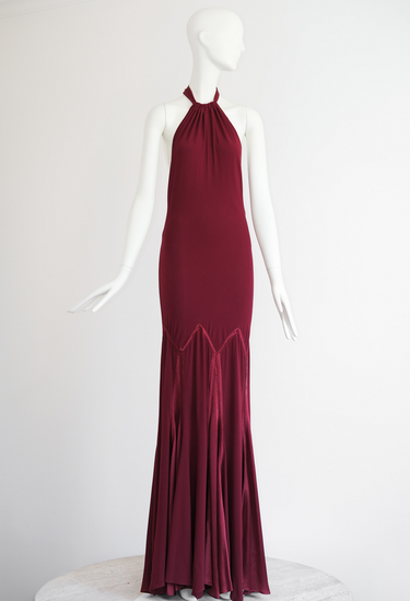 Roberto Cavalli F/W 2006 Red Halter Fringe Gown
