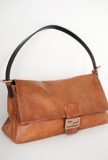 Fendi Oversized Vintage Baguette Bag in Aged Leather