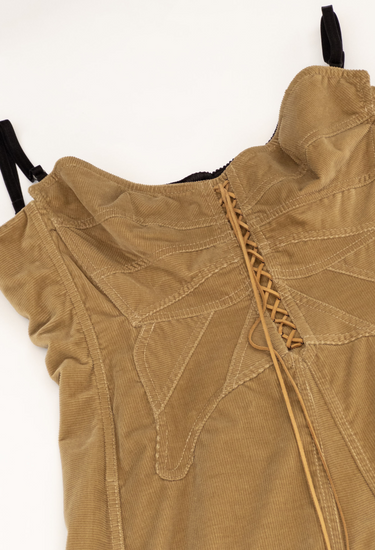 Dolce and Gabbana dress in brown corduroy , 2002 - top view