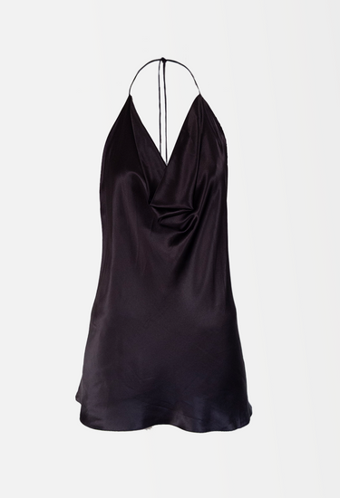Dolce & Gabbana micro mini dress in brown silk,  F_W 2002 - front view