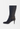 Gucci Tom Ford knee boots in black GG monogram canvas with  with leather harness straps, anchored by gold-tone horse bit hardware and fine chain - side view