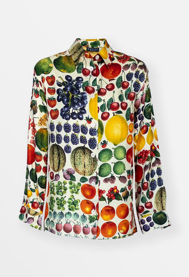 Gucci x Tom Ford vintage shirt in fruit print silk, 1996 - front view