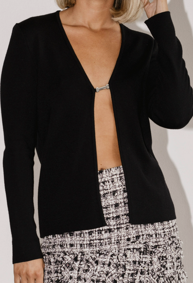 Gucci x Tom Ford cardigan in black knit blend of wool, silk and, 1997 - worn/try-on view