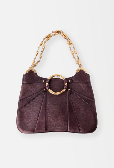 Gucci Tom Ford Limited Edition Chain Bag in brown metallic leather and bamboo motif chain, 2004 - front view