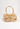 Prada mini pochette bag in warm champaigne hue sequin with golden mustard patent leather top handles, 2000 - front view