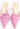 Prada vintage fringe kitten heels in Pink with  with tonal “PRADA” embroidery - front view