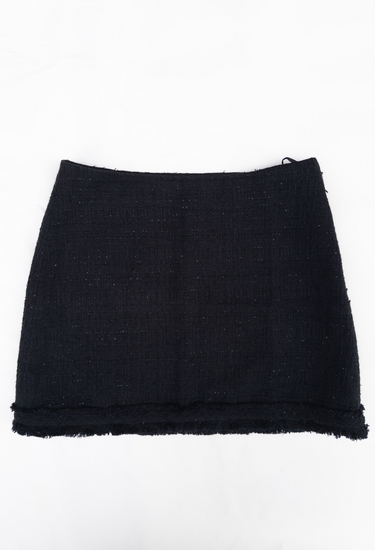 Versace mini skirt in black tweed with sequin embellishment - front view